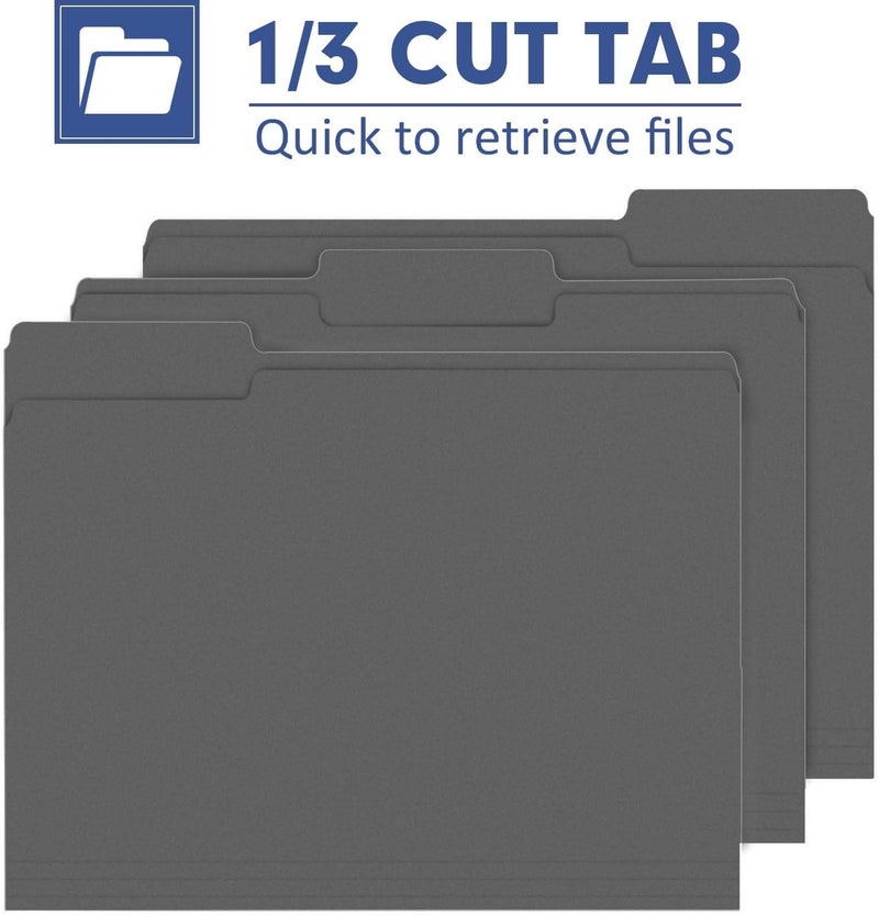 PANDRI File Folder, 120 Pack File Folder, 1/3 Cut Tab, Letter Size, Filing Folder for Office School Business, Dark Gray - Image 3